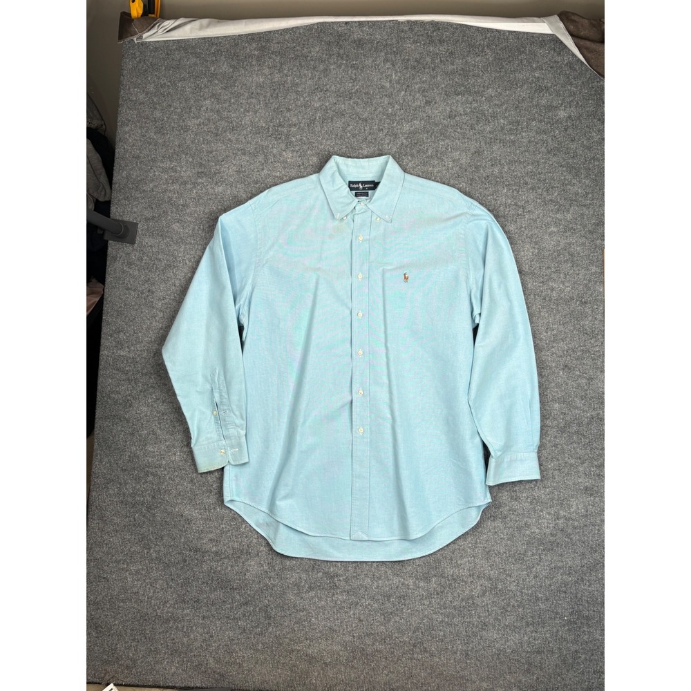 Ralph Lauren Yarmouth Mens 16.5 34/35 Blue Cotton Oxford Button Down Shirt